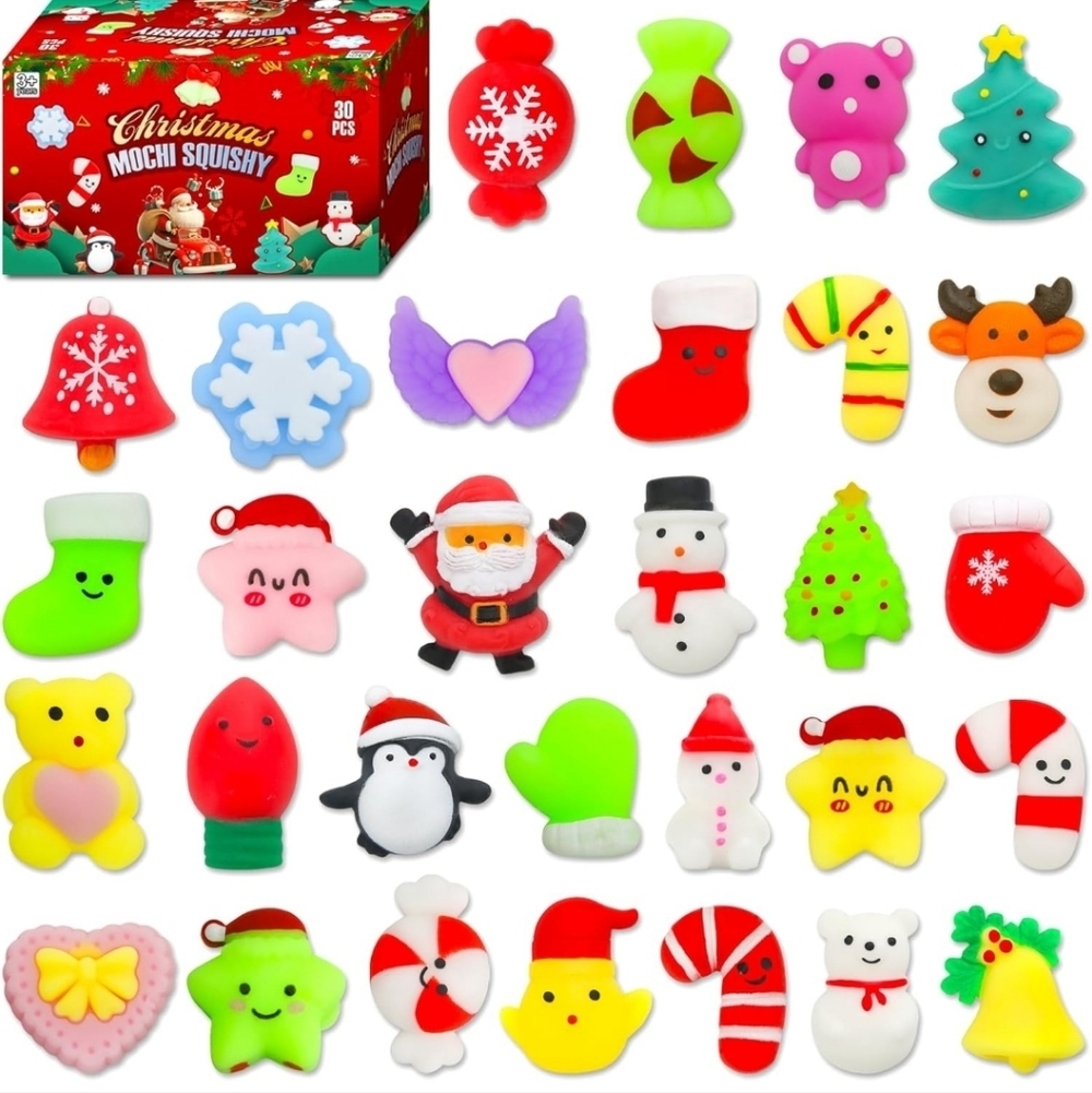 Christmas Mochi Squishy Toy Set - Multicolor 30 PC Set